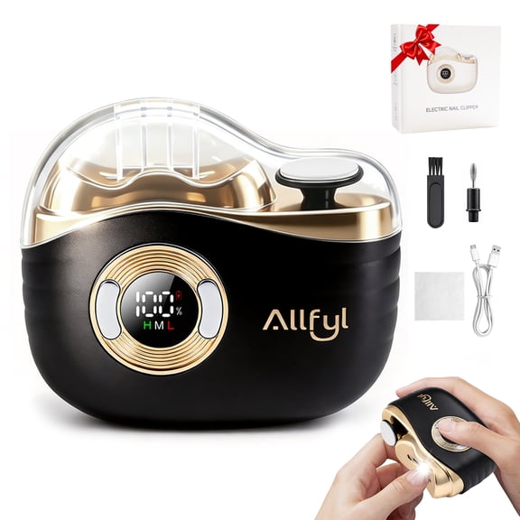 2026 New 4-in-1 Electric Nail Clipper, 2 Interchangeable Heads, Rechargeable Nail Trimmer & Polisher with LED Light, Travel Lock & Debris Storage, 3 Speeds, Safe for Seniors Adults Kids