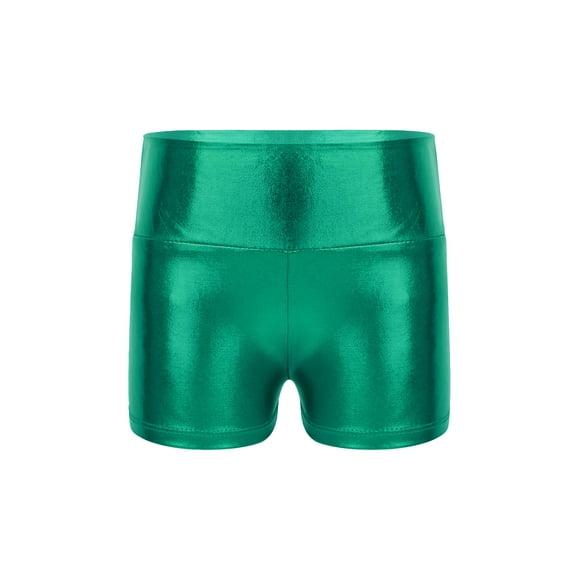 vastwit Girls Shiny Metallic Shorts Gymnastics Dance Shorts Green 16
