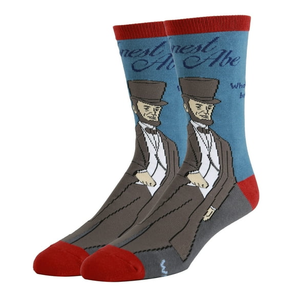 OoohYeah Mens Funny Colorful Crew Socks, Honest Abe, Novelty Cotton Socks