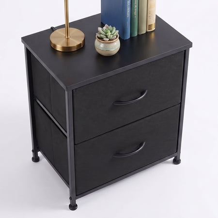Alvantor 2/4-Drawer Dresser with Metal Frame & Wood Top, Fabric Storage Organizer, Black/Gray/Brown/White