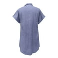 thumbnail image 4 of Pompotops Robe Mi-Mollet à Manches Courtes pour Femme, Couleur Unie, Coupe Ample, à Fermeture Éclair, en Solde, 4 of 7