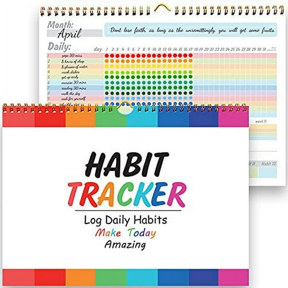 gisgfim Journal de Suivi des Habitudes Calendrier de Motivation Objectif Inspirant avec Reliure en Spirale Beau Journal Hebdomadaire Non Daté 12+2 Mois