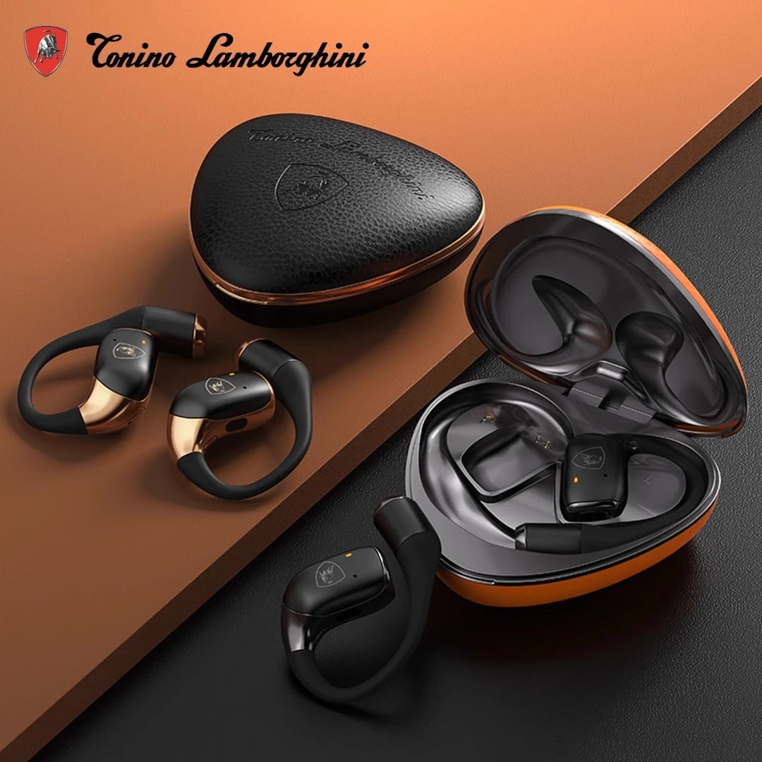E EYAFA Lamborghini OWS Bluetooth Earbuds with Dual Microphone Intelligent Noise Reduction HiFi Sound Bluetooth Headsets-Black
