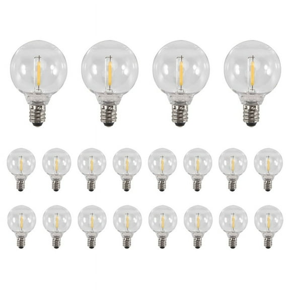 20 Pcs G40 LED Replacement Light Bulbs E12 Screw Base Shatterproof LED Globe Bulbs for Solar String Lights Warm