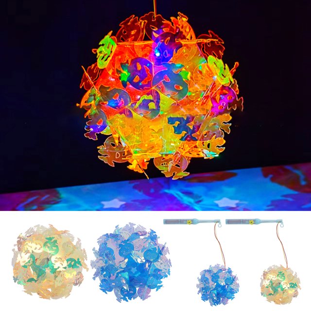 2 Pcs Halloween Lanterns Handheld Lantern DIY Craft Kit Easy Assembly Colorful Pumpkin Lantern for Halloween Party Photo Props
