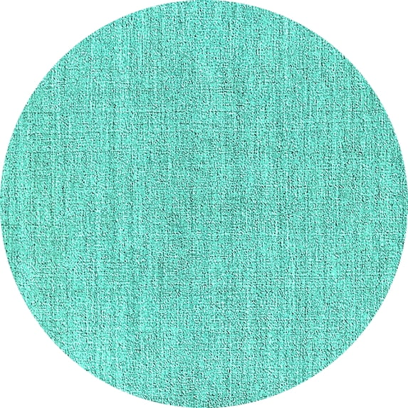 Ahgly Company Machine Washable Indoor Round Solid Turquoise Blue Modern Area Rugs, 6' Round