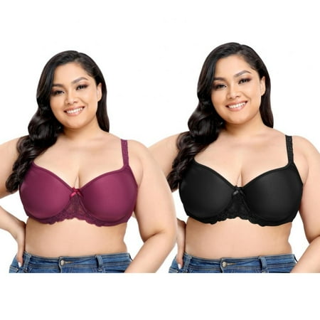 

Xmarks Deep Cup Bra Hides Back Fat Full Back Coverage Plus Size - Full Back Coverage Push Up Bralettes for Women Breathable Soft Everyday Bra(2-Packs)