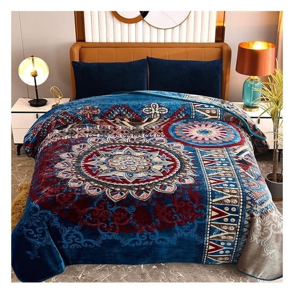 Fleece Blanket King Size, Heavy Korean Mink Blanket 85 X 95 Inches, 9 Pounds Soft and Warm Winter Blanket for The Cold, Gift for Friend and Family, Blue/