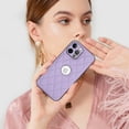 thumbnail image 7 of Compatible WIth iPhone 13 Pro Phone Case with Logo Window,Trendy Diamond-checkered Pattern PU Leather Soft TPU Ultra Slim Anti-fall Shockproof Protective Back Cover Phone Case,Violet, 7 of 7