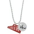 thumbnail image 1 of Delight Jewelry Acrylic 1.25" Maroon Cheer Megaphone Silvertone Script Initial Disc - K - Charm Necklace, 20"+3", 1 of 4