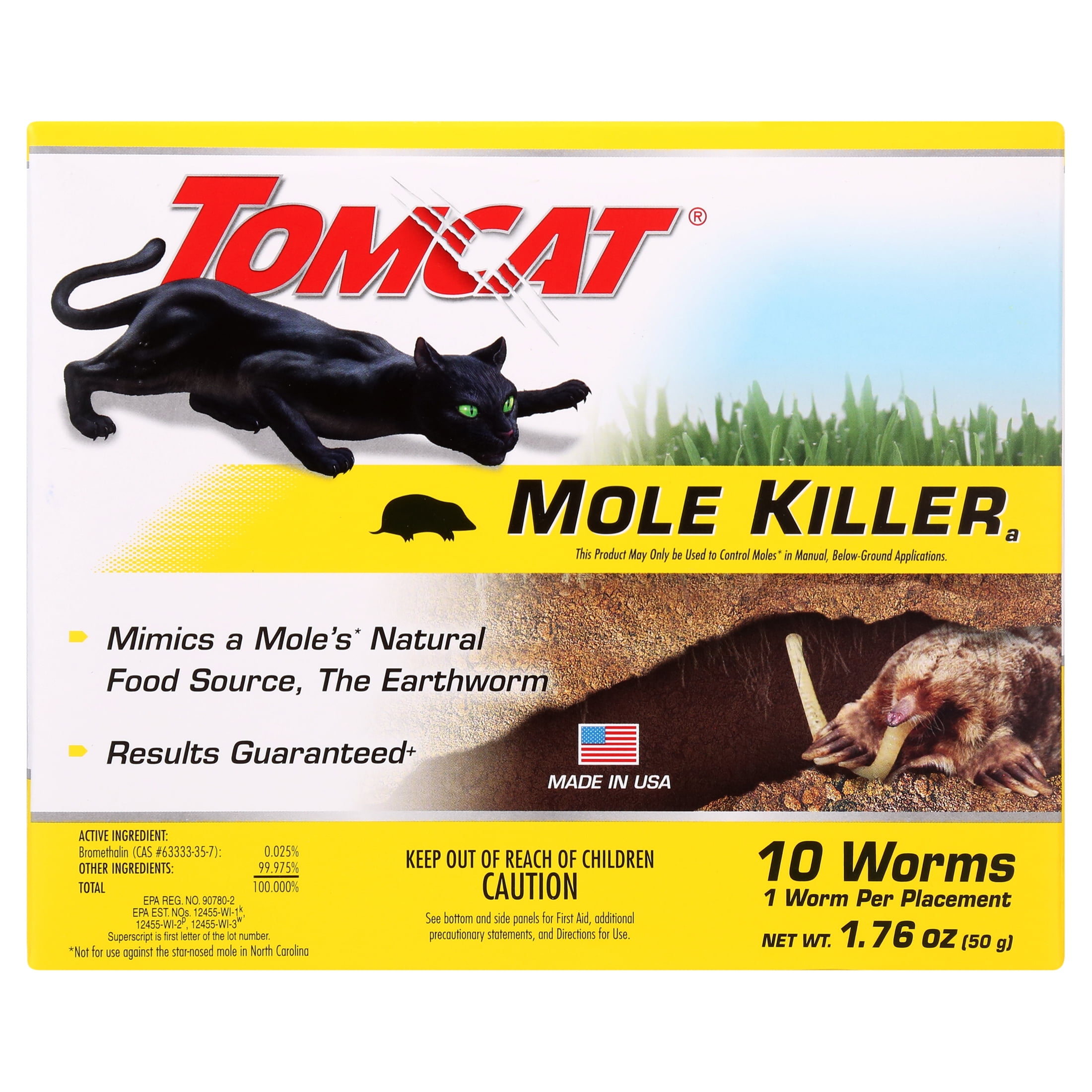 (2 pack) Tomcat Mole Killer(a), Bait Worms, Grubs for Moles, Kills in a Single Feeding, 10-Pack