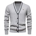 thumbnail image 4 of JUUYY Men's Cotton Cardigan Sweaters Long Sleeve V-Neck Cardigans Button-up Knitted Sweater Fall Winter Clothes Gray S, 4 of 4