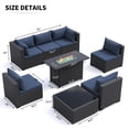 thumbnail image 5 of ELPOSUN 8 Pieces Patio Furniture Set with Fire Pit Table, Outdoor Furniture Sectional Rattan Sofa for Backyard Garden Navy, 5 of 11