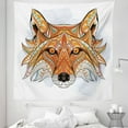 thumbnail image 1 of Tribal Tapestry, Geometric Fox Portrait with Oriental Ornaments Totem Animal Fauna Design Print, Fabric Wall Hanging Decor for Bedroom Living Room Dorm, 5 Sizes, Orange Amber, by Ambesonne, 1 of 1
