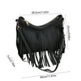 thumbnail image 3 of Retro Fringe Shoulder Bag for Women-Nylon & Spandex Purse,30x28.5x25cm Tassel Handbag in Black/Brown/Gray-Casual Fashion Tote with Stylish Fringes, 3 of 6