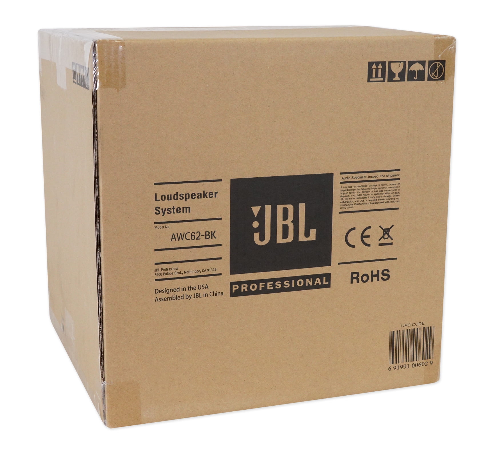 (2) JBL AWC62-BK 6.5" 120 Watt Black Indoor/Outdoor 70V Commercial Speakers