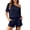 Dark Blue, variant on 2 Piece Sets for Women Plus Size Casual Summer Solid Color Short Sleeve Crew Neck Shorts Outfits Matching Clothing Set