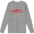 thumbnail image 4 of A Nightmare On Elm Street Logo Adult Heather Gray Crew Neck Long Sleeve Tee-Large, 4 of 6
