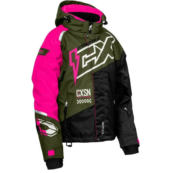 Castle X Code G5 Womens Snow Jacket Olive/Pink Glow XS