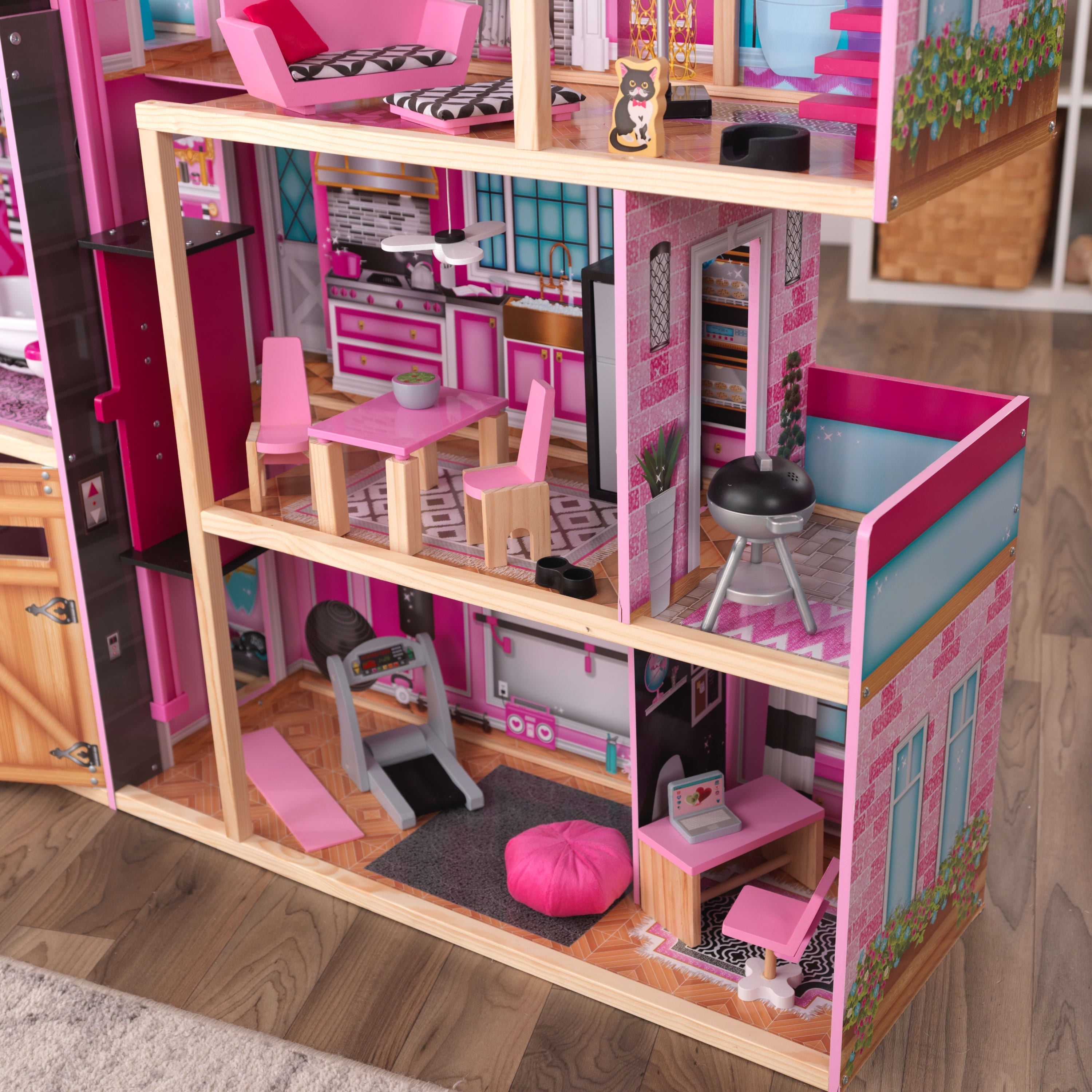 KidKraft Shimmer Mansion Wooden Dollhouse with 30 Accessories, Ages 4 & up