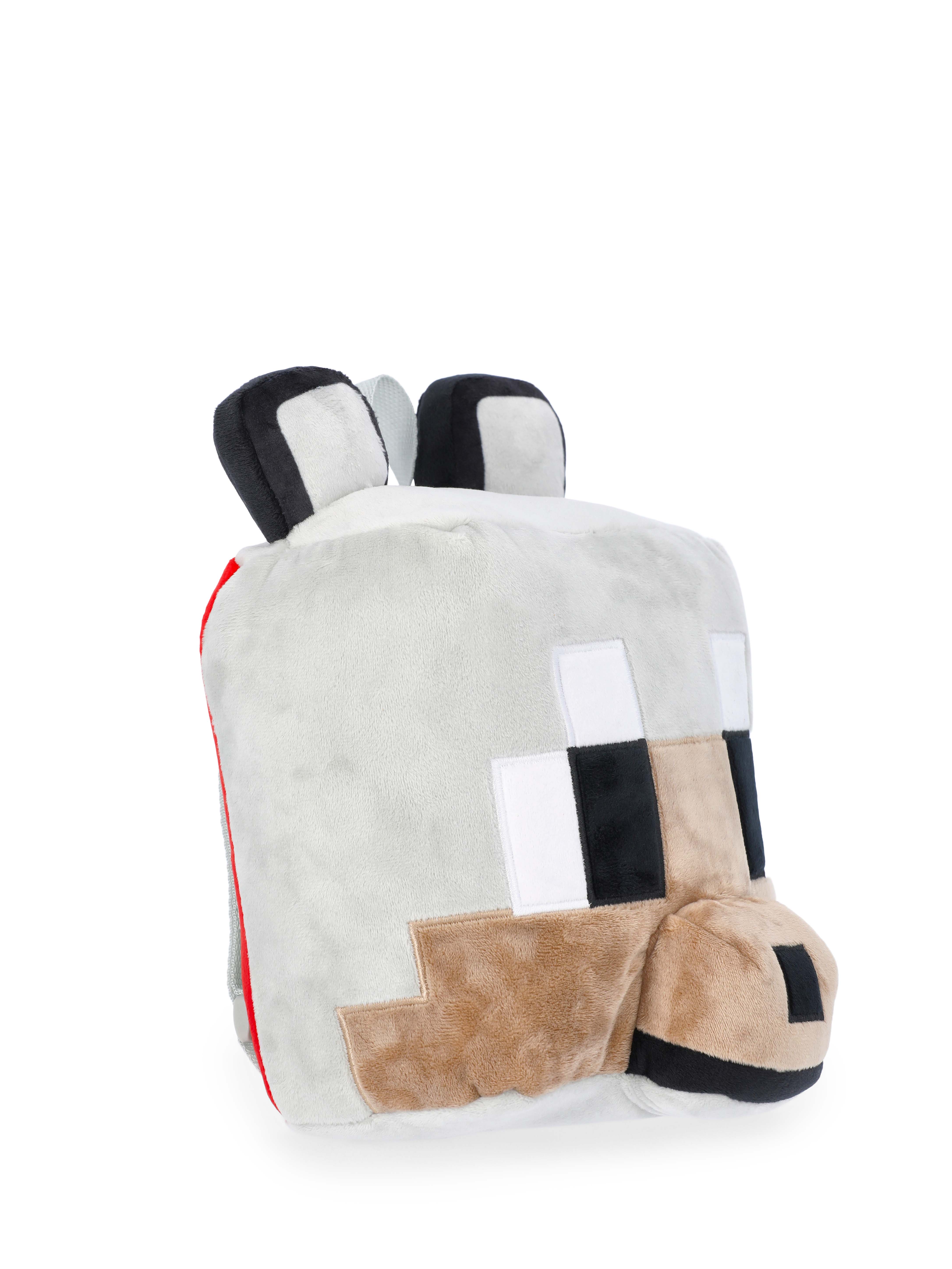 Minecraft Boys Wolf Plush Backpack, 12.5" Grey
