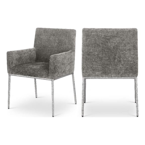 Maklaine Modern Gray Chenille Fabric Dining Chair (Set of 2)