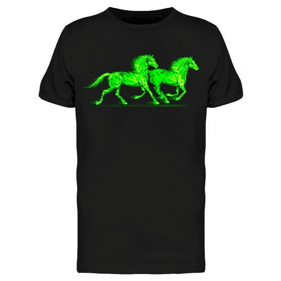 Green Fire Horses T-Shirt Men -Image by Shutterstock, Male Medium