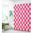 thumbnail image 2 of Shower Curtain for Bathroom Stall Boho Modern Cute Aesthetic Decorative Girly Waterproof Unique Pink Checkered Plaid Girls Chic Print Design Teen Pretty Women Bathtub 54"W x 78"L (Pack of 1), 2 of 6