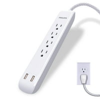Philips 4-Outlet Surge Protector 2 USB Ports 4 ft Extension Cord