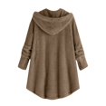 thumbnail image 3 of Baqcunre Women's Clothing, Womens Solid Color Long Sleeve Fleece Outerwear Button Hooded Warm Plush Long Coat with Pockets Valentines Day Gifts, 1Pc Top Brown M, 3 of 3