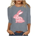 thumbnail image 2 of Daisyyozoid Chemise Joyeuses Pâques pour Femmes Mode Décontractée Imprimé de Noël Col Rond Blouse Imprimée Manches 3/4 Blouses, 2 of 4