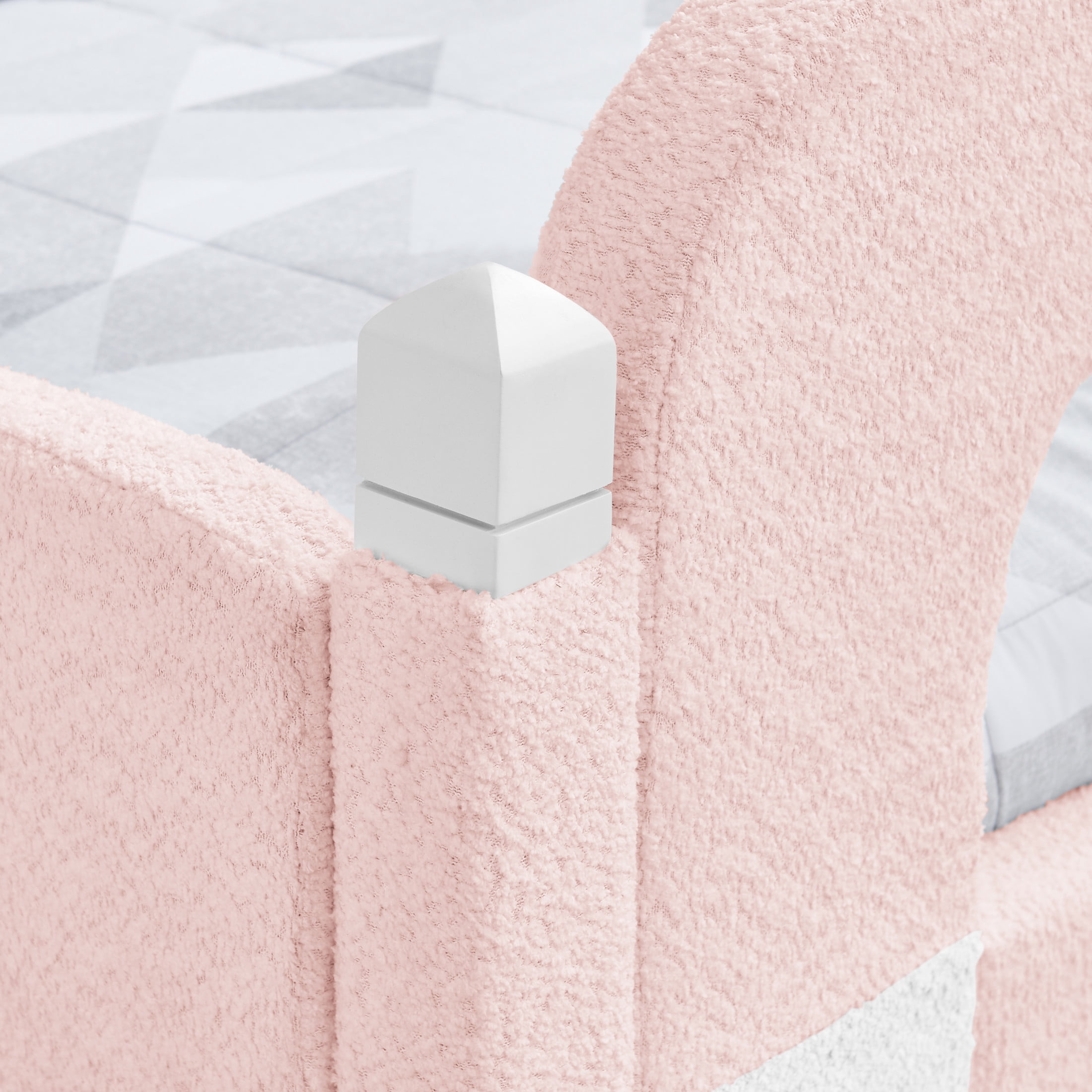 GDF Studio Arvion Twin Size Cloud Bed with Safety Guardrails & Solid Wood Frame, Boucle Fabric Upholstered Bed, Pink