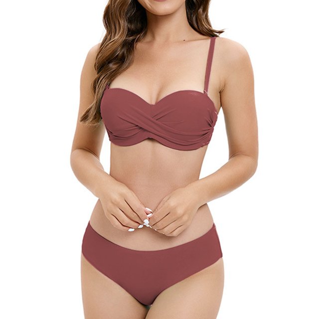 Traje de baño para mujer, bikini de tirantes sin espalda de color liso para mujer, trajes de baño para mujer, conjuntos de bikini para mujer, trajes de baño de bikini para mujer