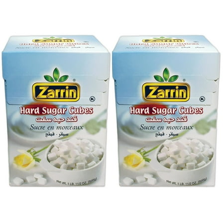 Zarrin Hard Sugar Cubes (2 MDA05 PACK) - 500G | 17.6 Oz, (Slow Dissolving)
