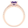 thumbnail image 4 of Clara Pucci 18K Rose Gold Princess Cut 1Ct Simulated Alexandrite Engagement Ring + Matching Band - Luxury Box Included, 4 of 7