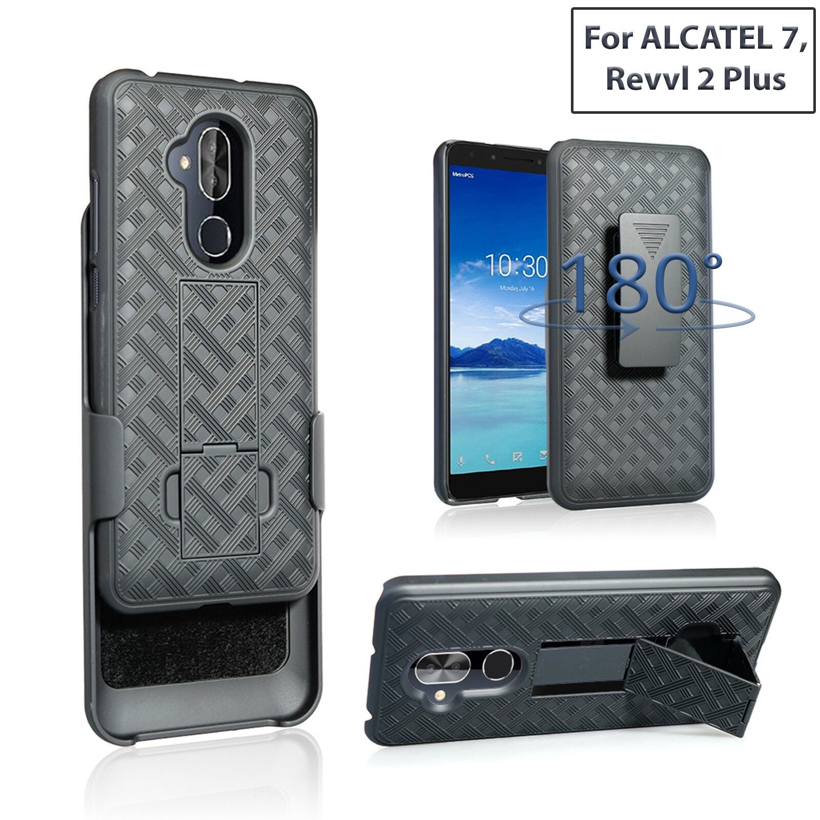 for 6" Alcatel 7 Belt Clip Holster Kickstands Hybrid Shock Armor Bumper