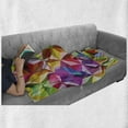 thumbnail image 6 of Geometric Soft Flannel Fleece Throw Blanket, Rainbow Colored Stacked Cube Pattern Mosaic Grid Design Sixties Inspirations, Cozy Plush for Indoor and Outdoor Use, 50" x 60", Multicolor, by Ambesonne, 6 of 6
