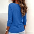 thumbnail image 7 of SSZMDLB Women Fall Winter V Neck Long Sleeve Solid Casual Basic Pullover Tops Soft Chunky Knit Sweater Blouse Loose Fit Dressy Daily Wear, Blue L, 7 of 7