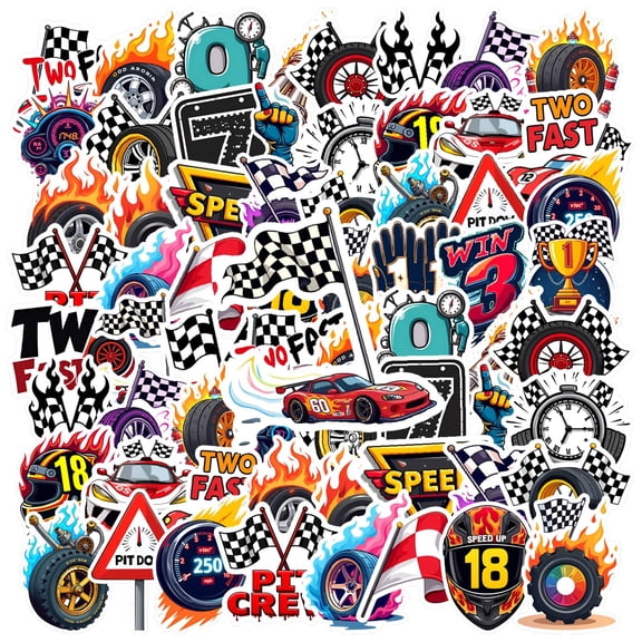35pcs-50pcs Dynamic Racing Stickers Colorful Speed Decals Exciting Motorsport Stickers for Laptop Suitcase