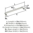 thumbnail image 5 of Amerock Coble 12 inch (305mm) Center-to-Center Satin Nickel Appliance Pull, 5 of 6