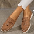 thumbnail image 3 of Rokment Women's Slip on Penny Loafers Oxfords Dress Shoes Fashion Casual Suede Walking Non Slip Work Sneakers for Woman Spring Fall Coffee Size 6, 3 of 7