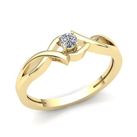 Genuine 0.15ctw Round Cut Diamond Ladies Bridal Solitaire Anniversary Engagement Ring Solid 14K Rose, White or Yellow Gold GH SI2