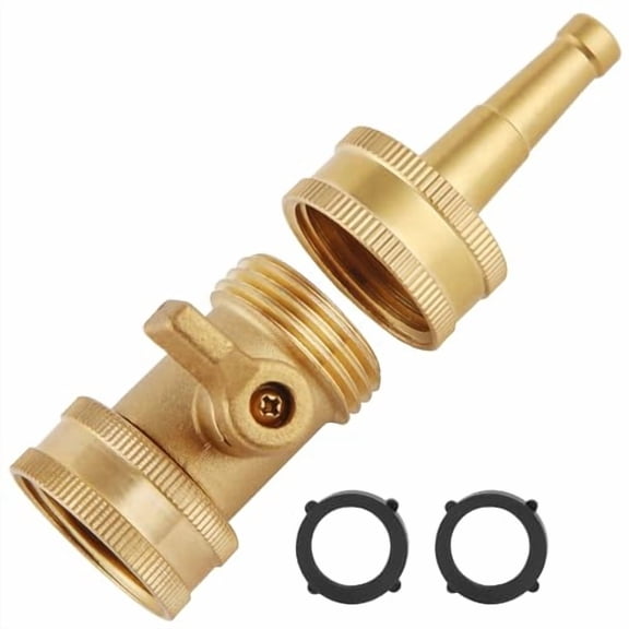 Jet Nozzle Power Washer for Garden Hose,Heavy Duty Brass Jetnozzle with Garden Hose Shut off Valve,Water Hose Nozzle High Pressure Powerful Washer 3/4" GHT,2 Pack