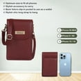 thumbnail image 4 of Sishka Womens   Cherry Red Genuine Leather Ladies Wallet – Compact Crossbody Cell Phone Bag with Shoulder & Sling Carry, Stylish Daily Use, 4 of 10