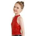thumbnail image 4 of Hansber Girls Sparkling Halter Neck Jazz Dance Ballet Crop Top Sleeveless Tees for Cheerleading Red 8, 4 of 7
