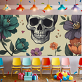thumbnail image 7 of Skull Themed Floral Banner Backdrop Background Party Decorations for Halloween Events Photography Props Festival Celebrations, 7 of 7