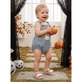 thumbnail image 4 of RUINIXCW Baby Halloween Cosplsy Overalls Pumpkin Ghost Letter Embroidery Sleeveless Romper Jumpsuit Suspender Pants for Toddler, 4 of 9