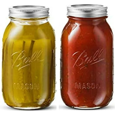 Ball Glass Mason Jar with Lid & Band, Wide Mouth, 32 Ounces, 4 Count