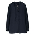thumbnail image 4 of ClodeEU Womens Knit Hooded Sweaters, V Neck Button Down Shirt With Drawstring ,Henley Pullover Tops Navy,Womens Plus XXL, 4 of 6