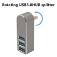 thumbnail image 3 of （Silver）Aluminum Alloy Rotating Usb3.0 Hub Splitter Usb Hub Splitter 3 Port Usb, 3 of 5